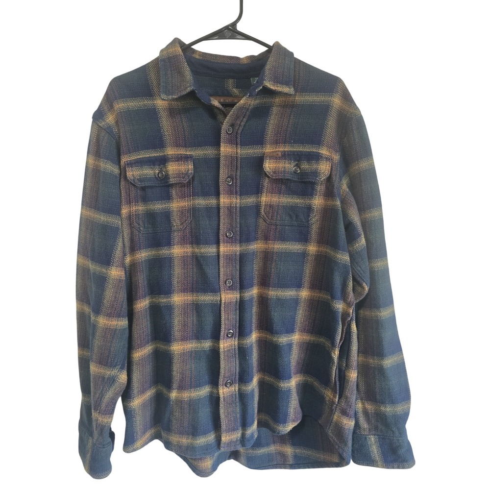 Orvis Plaid Flannel Shirt Mens Large Button Front Heavyweight Cotton Outdoor